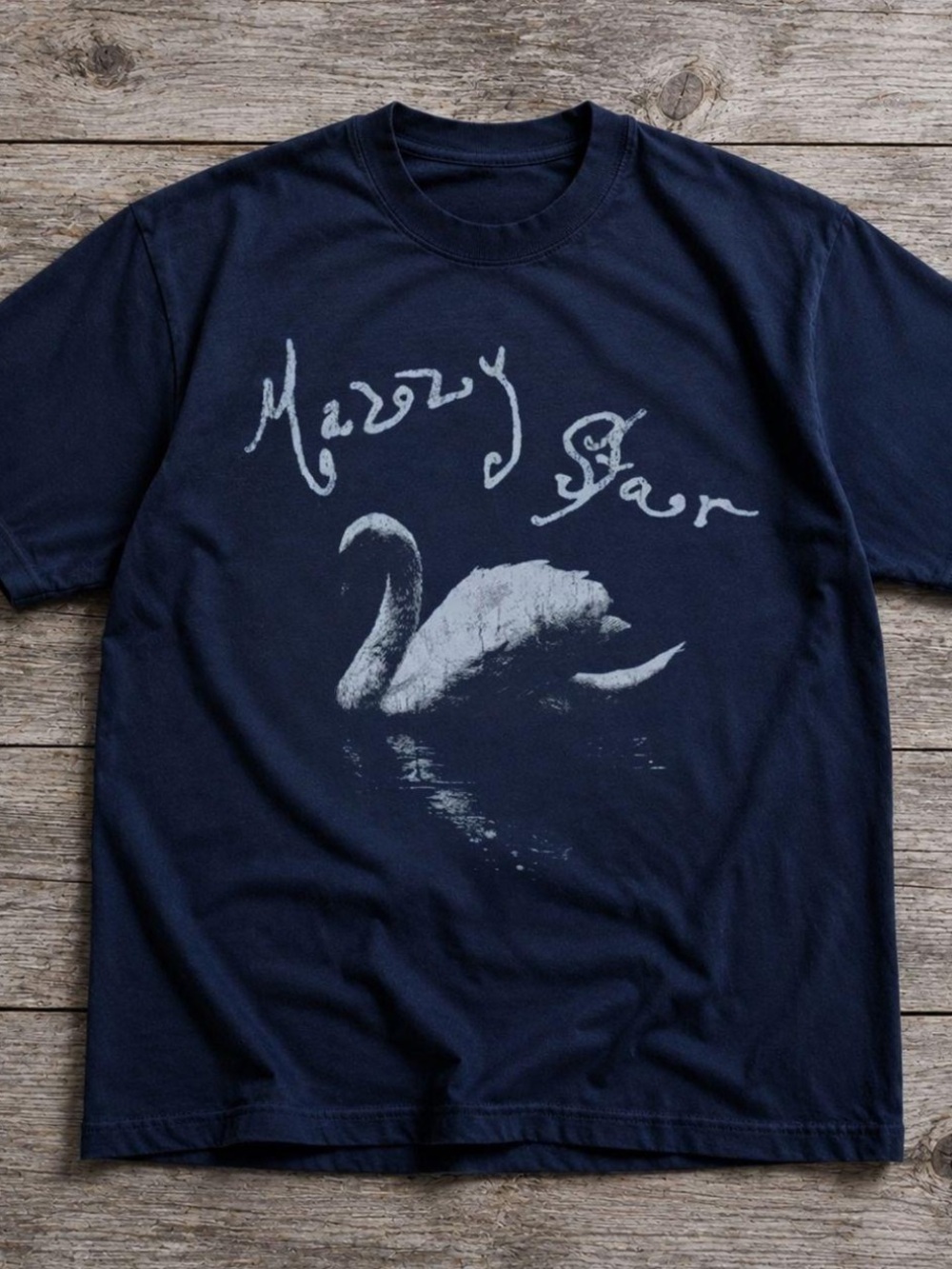 Gildan Navy Short Sleeve Tee with White Swan Graphic